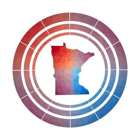 Minnesota badge.   Multicolored Minnesota rounded sign with map in geometric style for your infographics.のイラスト素材