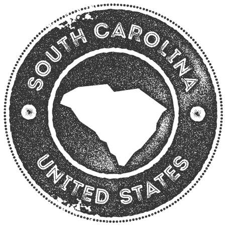 South Carolina map vintage stamp. Retro style handmade label, badge or element for travel souvenirs. Dark grey rubber stamp with us state map silhouette. Vector illustration.のイラスト素材