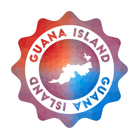 Guana Island   in geometric style. Multicolored polygonal Guana Island rounded sign with map for your infographics.のイラスト素材