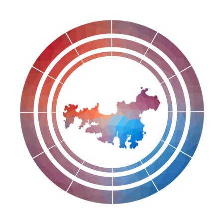 Waiheke Island badge.  Multicolored Waiheke Island rounded sign with map in geometric style for your infographics.のイラスト素材