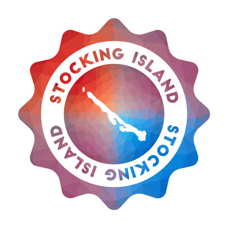 Stocking Island  in geometric style. Multicolored polygonal Stocking Island rounded sign with map for your infographics.のイラスト素材