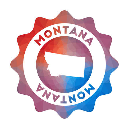 Montana  in geometric style. Multicolored polygonal Montana rounded sign with map for your infographics.のイラスト素材