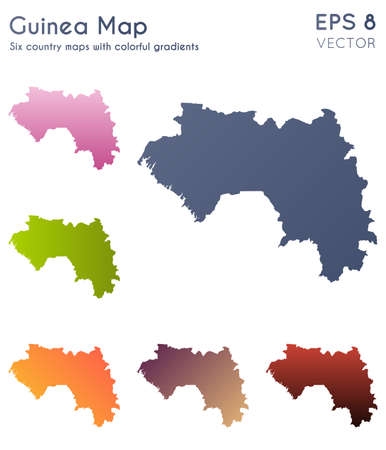 Map of Guinea with beautiful gradients. Adorable set of Guinea maps. Exotic vector illustration.のイラスト素材