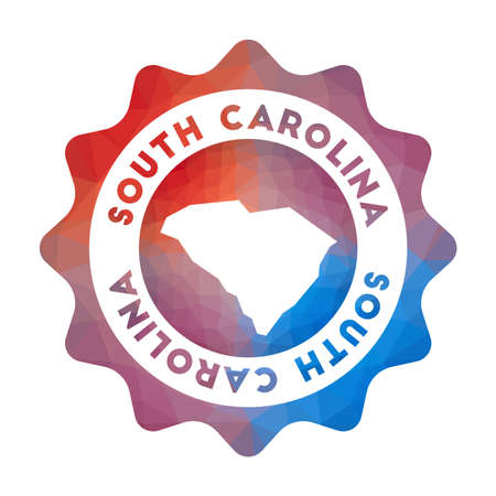 South Carolina low poly Colorful gradient travel  of the us state in geometric style. Multicolored polygonal South Carolina rounded sign with map for your infographics.のイラスト素材