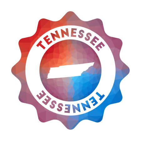 Tennessee low poly. Colorful gradient travel of the us state in geometric style. Multicolored polygonal Tennessee rounded sign with map for your infographics.のイラスト素材
