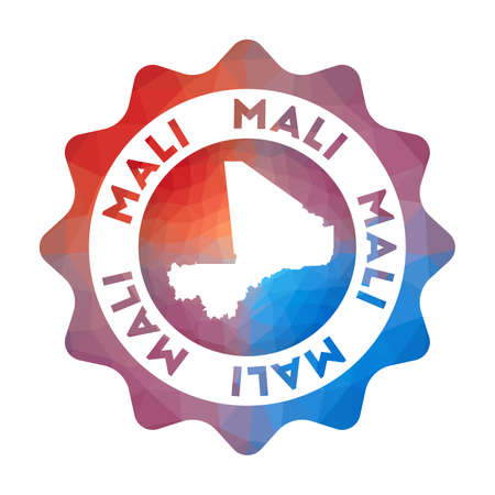 Mali   travel of the country in geometric style. Multicolored polygonal Mali rounded sign with map for your infographics.のイラスト素材