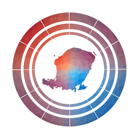 Lombok badge.   Multicolored Lombok rounded sign with map in geometric style for your infographics.のイラスト素材