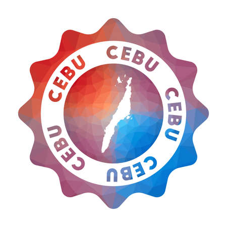 Cebu  in geometric style. Multicolored polygonal Cebu rounded sign with map for your infographics.のイラスト素材