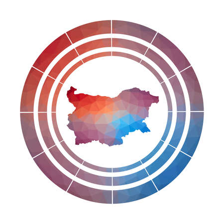 Bulgaria badge.  Multicolored Bulgaria rounded sign with map in geometric style for your infographics.のイラスト素材