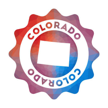 Colorado   in geometric style. Multicolored polygonal Colorado rounded sign with map for your infographics.のイラスト素材