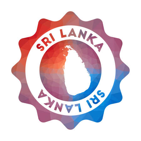 Sri Lanka   in geometric style. Multicolored polygonal Sri Lanka rounded sign with map for your infographics.のイラスト素材