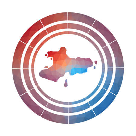 Union Island badge. Bright gradient logo of island in low poly style. Multicolored Union Island rounded sign with map in geometric style for your infographics.のイラスト素材