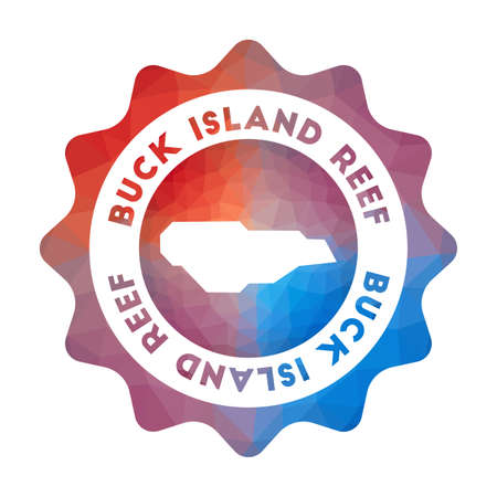 Buck Island Reef low poly logo. Colorful gradient travel logo of the island in geometric style. Multicolored polygonal Buck Island Reef rounded sign with map for your infographics.のイラスト素材