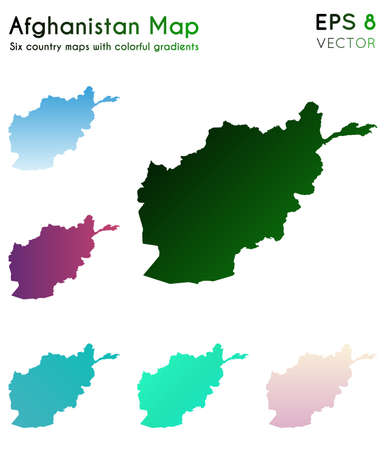 Map of Afghanistan with beautiful gradients. Actual set of Afghanistan maps. Enchanting vector illustration.のイラスト素材