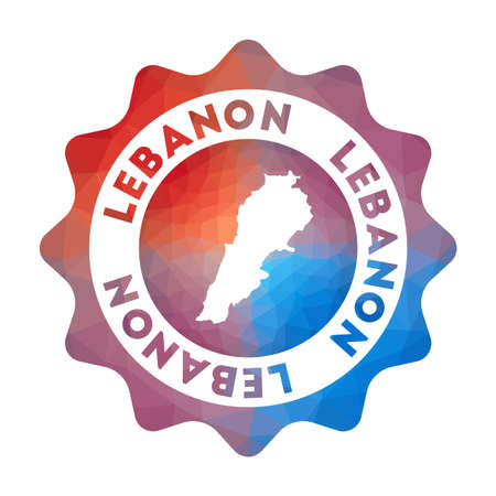 Lebanon low poly logo. Colorful gradient travel logo of the country in geometric style. Multicolored polygonal Lebanon rounded sign with map for your infographics.のイラスト素材