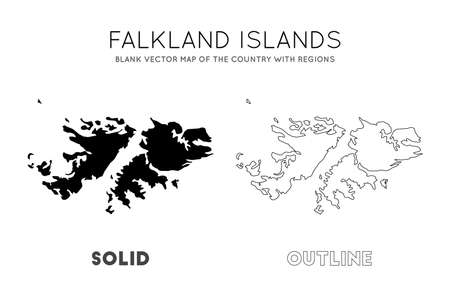 Falklands map. Blank vector map of the Country with regions. Borders of Falklands for your infographic. Vector illustration.のイラスト素材