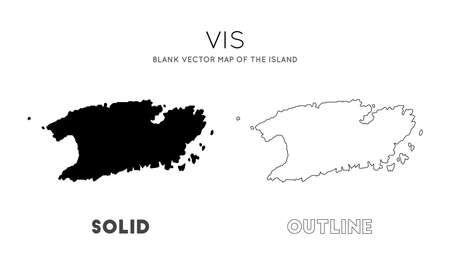 Vis map. Blank vector map of the Island. Borders of Vis for your infographic. Vector illustration.のイラスト素材