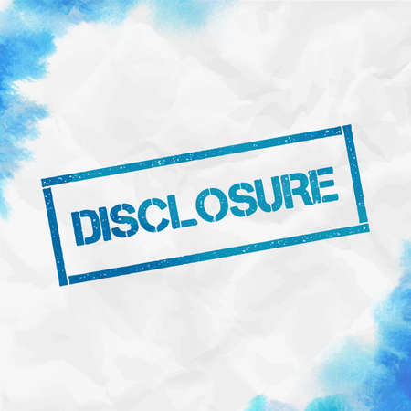 Disclosure rectangular stamp. Textured turquoise seal with text, watercolor style. Vector illustration.のイラスト素材