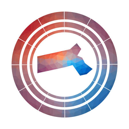 Massachusetts badge. Bright gradient logo of us state in low poly style. Multicolored Massachusetts rounded sign with map in geometric style for your infographics.のイラスト素材