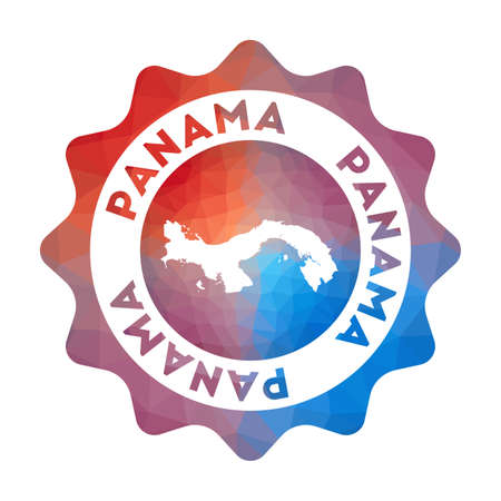 Panama low poly logo. Colorful gradient travel logo of the country in geometric style. Multicolored polygonal Panama rounded sign with map for your infographics.のイラスト素材