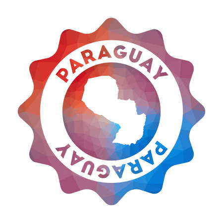 Paraguay low poly logo. Colorful gradient travel logo of the country in geometric style. Multicolored polygonal Paraguay rounded sign with map for your infographics.のイラスト素材