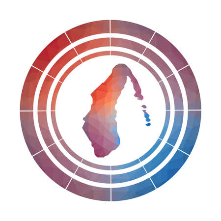 Aitutaki badge. Bright gradient logo of island in low poly style. Multicolored Aitutaki rounded sign with map in geometric style for your infographics.のイラスト素材