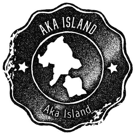 Aka Island map vintage stamp. Retro style handmade label, badge or element for travel souvenirs. Black rubber stamp with island map silhouette. Vector illustration.のイラスト素材