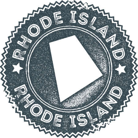 Rhode Island map vintage stamp. Retro style handmade label, badge or element for travel souvenirs. Dark blue rubber stamp with us state map silhouette. Vector illustration.のイラスト素材
