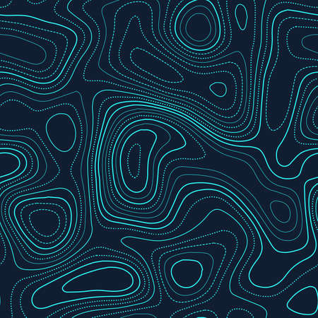 Topographic contours. Actual topography map. Futuristic seamless design, uncommon tileable isolines pattern. Vector illustration.のイラスト素材