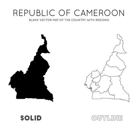 Cameroon map. Blank vector map of the Country with regions. Borders of Cameroon for your infographic. Vector illustration.のイラスト素材