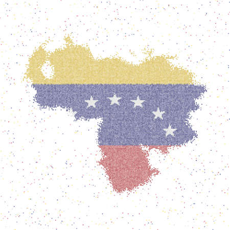 Map of Venezuela. Mosaic style map with flag of Venezuela. Vector illustration.のイラスト素材