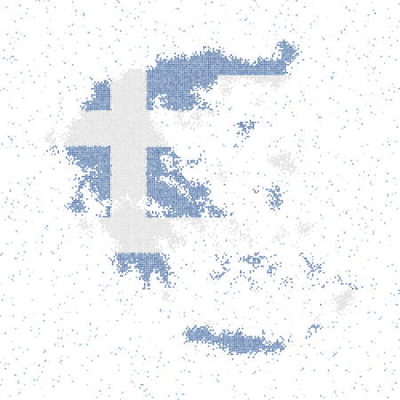 Map of Greece. Mosaic style map with flag of Greece. Vector illustration.のイラスト素材