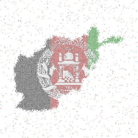 Map of Afghanistan. Mosaic style map with flag of Afghanistan. Vector illustration.のイラスト素材