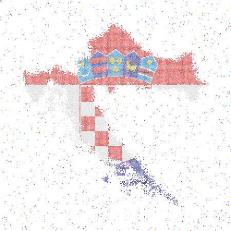 Map of Croatia. Mosaic style map with flag of Croatia. Vector illustration.のイラスト素材