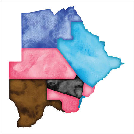 Map of Botswana. Colourful watercolor Botswana map. Classy country vector illustration.のイラスト素材
