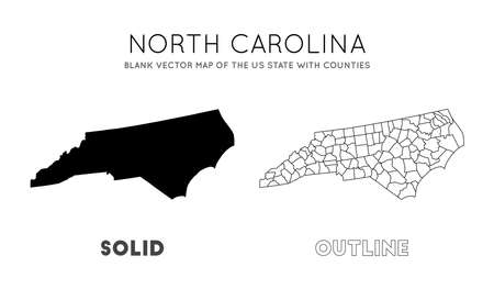North Carolina map. Blank vector map of the Us State with counties. Borders of North Carolina for your infographic. Vector illustration.のイラスト素材