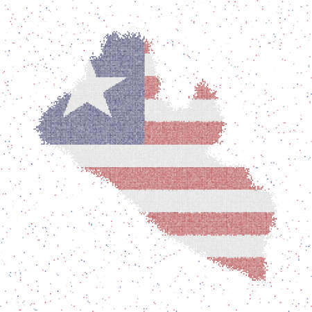 Map of Liberia. Mosaic style map with flag of Liberia. Vector illustration.のイラスト素材
