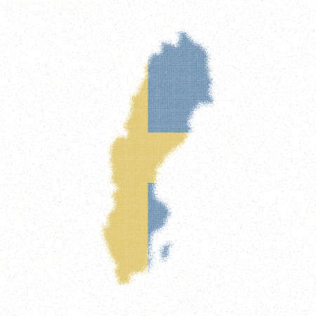 Map of Sweden. Mosaic style map with flag of Sweden. Brilliant vector illustration.のイラスト素材