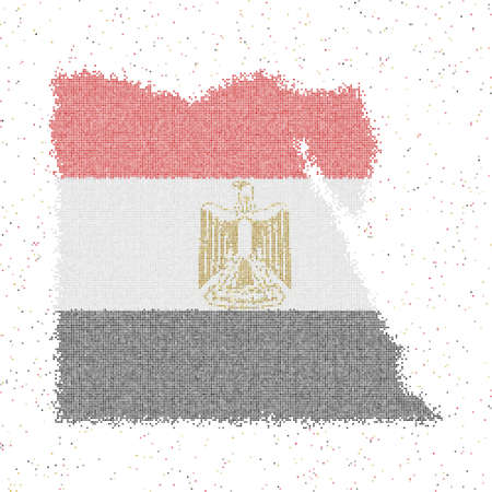 Map of Egypt. Mosaic style map with flag of Egypt. Vector illustration.
