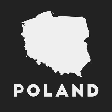 Poland icon. Country map on dark background. Stylish Poland map with country name. Vector illustration.のイラスト素材