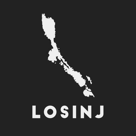 Losinj icon. Island map on dark background. Stylish Losinj map with island name. Vector illustration.のイラスト素材