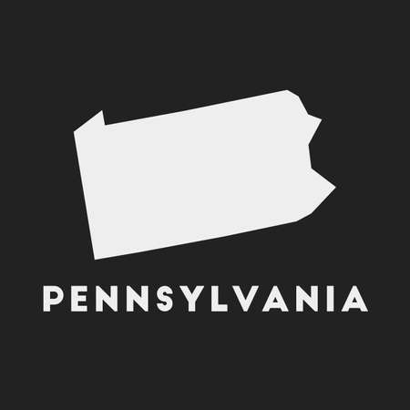 Pennsylvania icon. Us state map on dark background. Stylish Pennsylvania map with us state name. Vector illustration.のイラスト素材