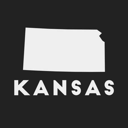 Kansas icon. Us state map on dark background. Stylish Kansas map with us state name. Vector illustration.のイラスト素材
