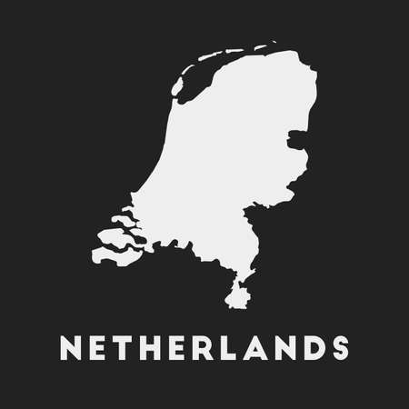 Netherlands icon. Country map on dark background. Stylish Netherlands map with country name. Vector illustration.のイラスト素材