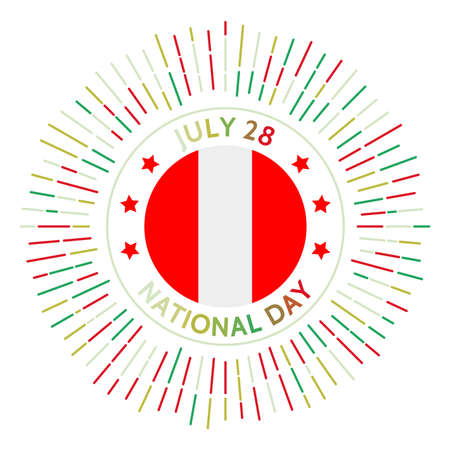 Peru national day badge. Independence from Spain in 1821. Celebrated on July 28.のイラスト素材
