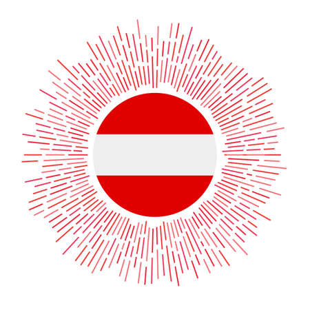 Austria sign. Country flag with colorful rays. Radiant sunburst with Austria flag. Vector illustration.のイラスト素材