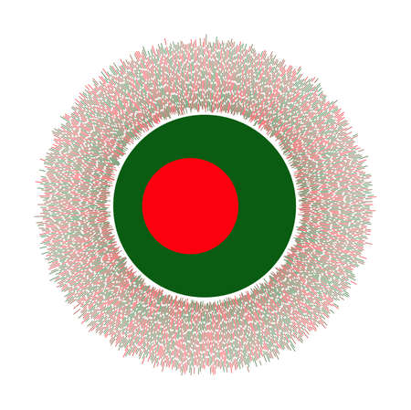 Flag of Bangladesh with colorful rays. Radiant country sign. Shiny sunburst with Bangladesh flag. Amazing vector illustration.のイラスト素材