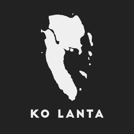 Ko Lanta icon. Island map on dark background. Stylish Ko Lanta map with island name. Vector illustration.のイラスト素材