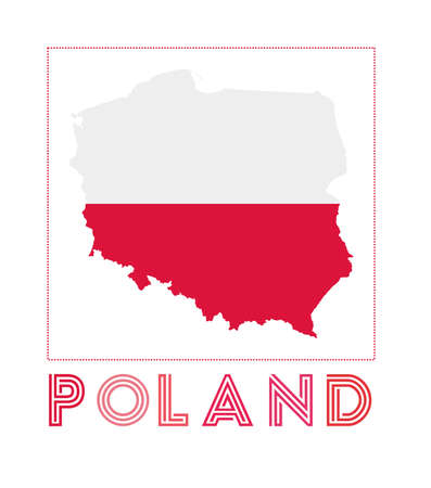 Poland Logo. Map of Poland with country name and flag. Creative vector illustration.のイラスト素材
