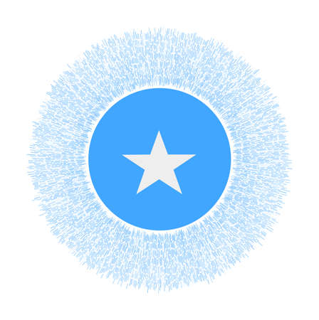 Flag of Somalia with colorful rays. Radiant country sign. Shiny sunburst with Somalia flag. Superb vector illustration.のイラスト素材